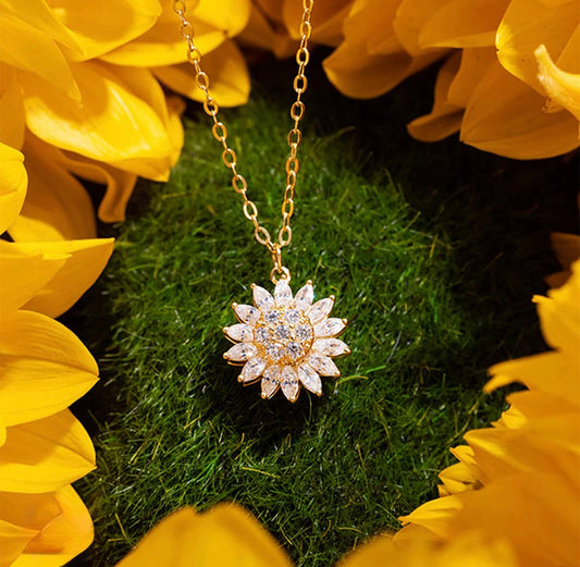 Collar Girasol Giratorio 🌻 | Baño de Oro ✨ + Caja Premium Gratis 🎁