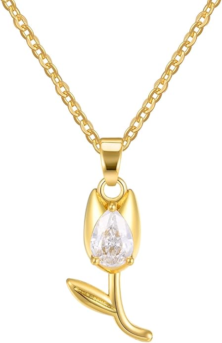 Collar Tulipán 🌷 Baño de Oro ✨ + Caja de Regalo Gratis 🎁