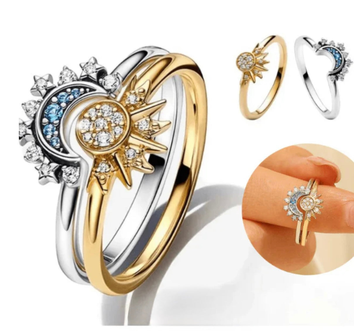 Anillo Sol ☀️ y Luna 🌙 + Caja Premium Gratis 🎁