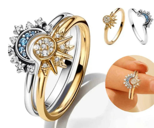 Anillo Sol ☀️ y Luna 🌙 + Caja Premium Gratis 🎁